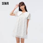 森馬森馬連衣裙女娃娃領(lǐng)設計感繡花浪漫夏白月光歐根紗娃娃裙 白色調00311 160/84A/M