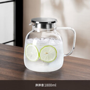 青蘋(píng)果（QINGPINGGUO）家用涼水壺高硼硅玻璃冷水壺大容量水壺水 1800ml 【3.0加厚】胖胖壺【304鋼蓋】 1L以上