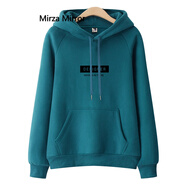 Mirza Mirror連帽衛(wèi)衣女2025新款字母寬松秋冬韓版學(xué)生套頭外套潮 孔雀藍(lán) 加絨 4XL