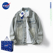 NASADKGM牛仔外套男韓版潮牌青少年春秋冬季休閑工裝夾克百搭外套男上衣男 黃泥色（春秋款） XL （建議150-170斤）