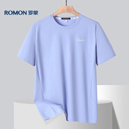 羅蒙（ROMON）冰絲感短袖T恤男士2025夏運動速干衣彈力透氣打底衫男01BS藍(lán)色2XL