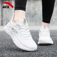 安踏（ANTA）女鞋運(yùn)動(dòng)鞋夏季新2025款輕便透氣休閑跑步鞋 淺米白/一度灰-3【網(wǎng)面】 35.5