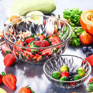 鷗欣進(jìn)口鉆石玻璃碗沙拉碗湯碗飯碗水果甜品碗玻璃盤(pán) 餐具套裝 大小兩件套