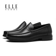 ELLEHOMMEELLE HOMME樂福鞋男手工商務(wù)正裝復(fù)古英倫休閑皮鞋一腳蹬懶人鞋男 黑色 42