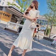 粉紅大布娃娃連衣裙女夏套裝 米黃色 XL