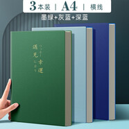 慢作 a4超厚筆記本子筆記本文具記事本加大號加厚學(xué)生考研空白筆記本網(wǎng)格方格本康奈爾筆記本 【3本A4】墨綠+灰藍+深藍 超厚400頁(yè)