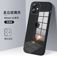 新爵 蘋(píng)果12手機殼鏡頭全包iphone12pro max mini玻璃鏡面直邊軟膠防摔超薄男款女款 質(zhì)感黑【魔方直邊】 蘋(píng)果12mini【5.4英寸】