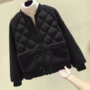 Lauaird輕薄棉服女短款2023年秋冬季棉衣寬松大碼胖mm200斤棉襖外套 黑色 2XL 130-145