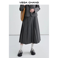 VEGA CHANG時尚套裝女2025年秋季新款通勤風(fēng)墊肩短西裝半裙兩件套 里昂灰（半裙） S