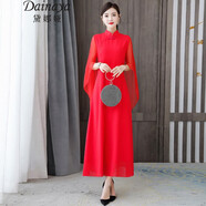 黛娜婭（Dainaya） 旗袍女2025春夏新款中式女裝中國風日常改良復古禮服連衣裙 2939 紅色 3XL