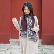 亂在江南原創(chuàng  )設計棉質(zhì)民族風(fēng)復古圍巾春秋旅游度假披肩 卡其色 均碼