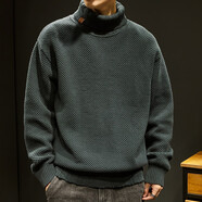 金古萊高領(lǐng)毛衣男冬季加厚款保暖復古針織衫男士毛線(xiàn)衣大碼冬款打底線(xiàn)衫 油墨色 3XL【體重180-200斤】