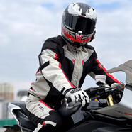 魔鬼競賽（GHOST RACING）摩托車騎行服套裝四季通用男防風(fēng)透氣防摔機(jī)車服夾克摩托車賽車服 淺灰上衣（升級防水款） XL