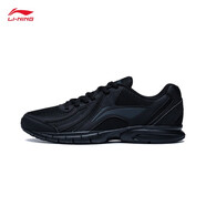 李寧（LI-NING）跑步鞋男鞋夏季輕便軟底基礎跑鞋低幫時(shí)尚運動(dòng)鞋 黑色(網(wǎng)面)-4 45