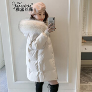 雅黛絲薇羽絨棉服女中長款2025冬季新款韓版小個子加厚顯瘦棉襖棉衣外套女 米白色 S （85-95斤）