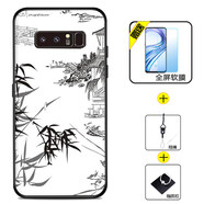 好機友三星Note8手機殼galaxy保護套Samsung防摔全包軟薄情侶潮牌5G版網(wǎng)紅男液態(tài)硅膠 【三星NOTE8】墨竹+全屏軟膜+指環(huán)+掛繩