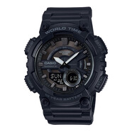 卡西歐（CASIO）男表  學(xué)生運動(dòng)手表 多功能雙顯電子表 防水夜光石英表 夜光指針AEQ-110W-1B