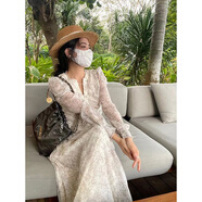 西子美麗心情春季新款茶歇法式碎花連衣裙小個(gè)子長(cháng)袖溫柔氣質(zhì)收腰顯瘦長(cháng)裙子 圖片色 S