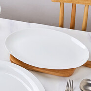 LICHEN陶瓷魚(yú)盤(pán)大號純白色菜盤(pán)碟子家用骨質(zhì)瓷高溫餐具微波爐適用 月光橢圓款 1個(gè) 12英寸 一塊