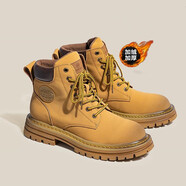 馬丁靴情侶款英倫風(fēng)復古大黃靴潮流百搭工裝短筒靴子男牛皮透氣大頭皮靴機車(chē)靴厚底耐磨戶(hù)外登山鞋大碼男靴 姜黃色(冬季加絨) 男碼42(皮鞋碼)