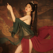 愛如如情趣內(nèi)衣女漢服睡衣古裝小肚兜網(wǎng)紗透視古典開叉二次元漢服套裝 7056敦煌飛天仙姬【披帛+肚兜+紗裙+T
