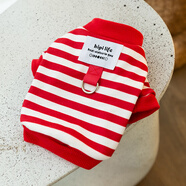 嬉皮狗（hipidog）條紋可牽引小狗狗衛衣春秋薄款比熊寵物貓咪小型犬雪納瑞泰迪衣服 紅色條紋（自帶牽引扣） S （建議體重3-5斤）