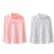KIDS MAM&DAD女童高領T恤女孩純棉打底衫中大童寶寶保暖秋衣春秋款兩件裝 白色組 100 cm