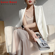 LOVER RUCCI高級感醋酸真絲緞吊帶連衣裙女春夏中長(cháng)a字打底裙內搭夏傘裙大擺 香檳色 S