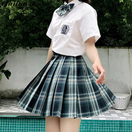 貴蘭姿jk制服女套裝半身裙子夏季學(xué)生百褶裙日系短裙三角函數(shù)JK正版原創(chuàng) 森林來(lái)信（格裙+短袖襯衫+領(lǐng)結(jié)） S 【85-95斤】