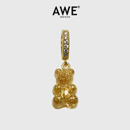 AWE官方彩色小熊項(xiàng)鏈GD權(quán)志龍宋妍霏明星同款糖果色橡皮熊頸鏈女 金色閃光 2.5cm
