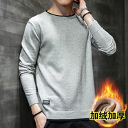 凡純春秋針織衫圓領(lǐng)套頭棉質(zhì)線(xiàn)衣純色打底衫潮牌男士青年毛衣 B18703 灰色（冬款） M