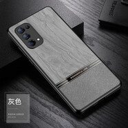 浪龍 OPPOReno5手機殼 Reno5Pro+保護套創(chuàng)意超薄木紋皮紋軟殼 全包防摔男女款手機殼 OPPO Reno5K/Reno5 5G灰色 升級版鏡頭全包配鋼化貼膜