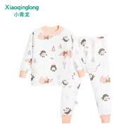 小青龍 內衣秋裝新款兒童內衣套裝卡通滿(mǎn)花保暖圓領(lǐng)夾棉加厚保暖套 粉大熊（女寶寶） 100 (建議90-100cm)