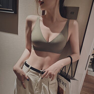 杰麗·莫克（Jerrie Mock）無痕光面性感內衣女聚攏文胸無鋼圈薄大胸顯小收副乳運動胸罩套裝 媚茶綠套裝 M【適合34/75 ABC】