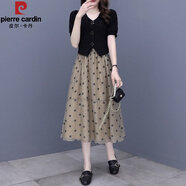 皮爾卡丹（pierre cardin）品牌2025年夏季新款裙子兩件裝上衣的搭配女裝穿搭半身連衣裙套裝 波點兩件 S(建議80-90斤)