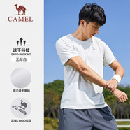 駱駝（CAMEL）運(yùn)動(dòng)T恤透氣健身衣跑步體恤寬松速干衣短袖上衣夏季 J13BAXN002B，無際白，男 M