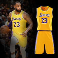 千格鹿nba勇士庫里球衣湖人東契奇籃球服套裝男款比賽校隊隊服定制團購 23號詹姆斯-湖人黃色圓領(lǐng) 3XL碼（175-180CM 140-160斤）