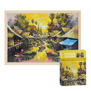 迪愛歪（DI AI WAI）【帶實(shí)木相框】拼圖成年人1000片高難度風(fēng)景puzzle兒童生日禮物 云杉林的河/配原木相框