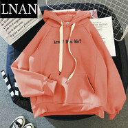 LNAN女裝春秋冬新款寬松韓版衛衣女款外套連帽衫學(xué)生超火簡(jiǎn)約 8571#珊瑚橙加絨 M 建議80斤-100斤