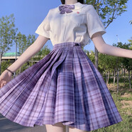 【JK制服官方】正版JK制服套裝學(xué)院風(fēng)格裙水手裙全套百褶裙女學(xué)生日系不良少女正統校服童女 葡萄汽水+領(lǐng)花+短袖襯衫 M【尺碼偏小】