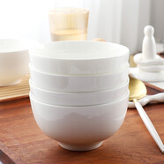 瓷俠客北歐簡(jiǎn)約陶瓷飯碗家用純白吃米飯碗骨瓷大號(hào)面碗可微波純色小湯碗 5英寸大米飯碗【4個(gè)】