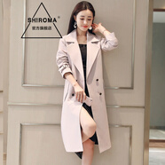 SHIROMA風(fēng)衣女中長款外套秋裝新款時尚翻領(lǐng)氣質(zhì)顯瘦英倫風(fēng)小個子女士流行 粉色 M