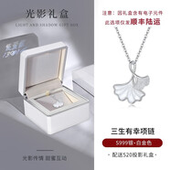 銀千惠999足銀三生有杏項(xiàng)鏈女士高級(jí)感輕奢吊墜情人節(jié)生日禮物送女朋友 三生有杏項(xiàng)鏈+520光影禮盒 銀杏葉項(xiàng)鏈配足銀證書/玫瑰花禮盒送老婆/情人節(jié)禮物