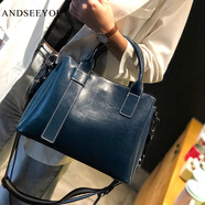 ANDSEEYOU包包2025新款潮流真皮女包時尚通勤職業(yè)簡約斜挎包潮流手提包大包 藍(lán)色