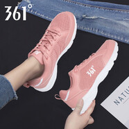 361°女鞋運動(dòng)鞋女冬季361度女士休閑網(wǎng)面透氣百搭透氣旅游鞋跑步鞋子R 粉泥紅/361度白2210 35