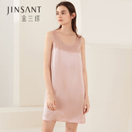 金三塔真絲睡衣女100%桑蠶絲簡(jiǎn)約背心式真絲睡裙絲綢睡衣 十樣錦粉9996 L
