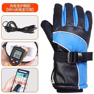【冬季出行好幫手】騎行手套電加熱摩托車(chē)電動(dòng)車(chē)USB充電防風(fēng)防雨發(fā)熱防寒保暖手套滑雪手套 藍色USB款【可接充電寶】