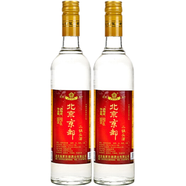 京都北京京都二鍋頭酒 北京二鍋頭清香型 光瓶口糧白酒 56度 500mL 2瓶