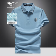 七匹狼（SEPTWOLVES）短袖T恤男夏季涼感冰爽Polo打底衫男商務(wù)休閑翻領(lǐng)時(shí)尚短T男裝上衣 109(天藍(lán)) XL (175)