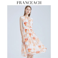 法涵意弛2025夏季新款真絲連衣裙女桑蠶絲年輕款小個(gè)子氣質(zhì)碎花裙 橙色珊瑚 2XL